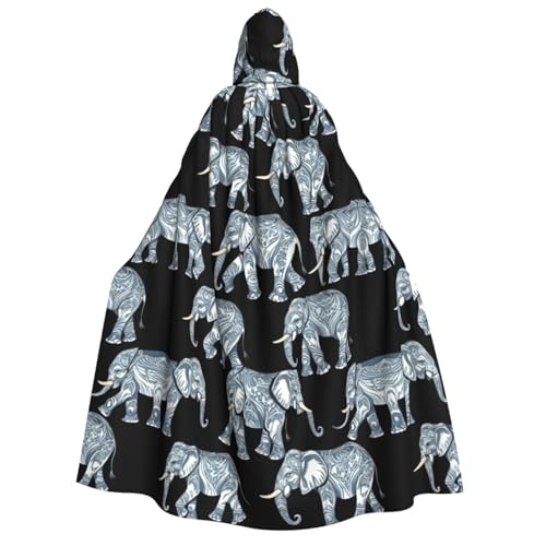 Umhang mit Kapuze, Elefanten-Blau, schwarzer Druck, für Erwachsene, Gothic, Karneval, Umhang für Damen und Herren, Cosplay-Kostüme Umhang mit Kapuze, Elefanten-Blau, schwarzer Druck, für Erwachsene, Gothic, Karneval, Umhang für Damen und Herren, Cosplay-Kostüme von FKGKDF