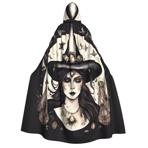 Umhang mit Kapuze für Erwachsene, Hexe, Hexerei, Bohemian-Druck, Gothic, Karneval, Umhang für Damen und Herren, Cosplay-Kostüme von FKGKDF
