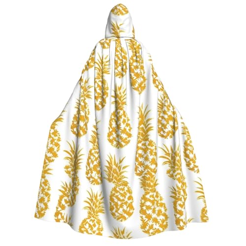 Umhang mit Kapuze für Erwachsene, goldfarben, Ananas-Druck, Gothic, Karneval, Umhang für Damen und Herren, Cosplay-Kostüme von FKGKDF