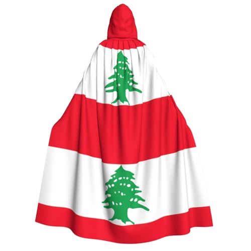 Umhang mit Kapuze und Fliege, Motiv: Libanon-Flagge, für Erwachsene, Halloween, Cosplay/Süßes oder Saures von FKGKDF