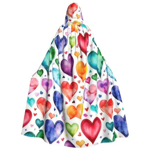 Umhang mit Kapuze und Regenbogenherzen für Erwachsene, Gothic, Karneval, Umhang für Damen und Herren, Cosplay-Kostüme von FKGKDF