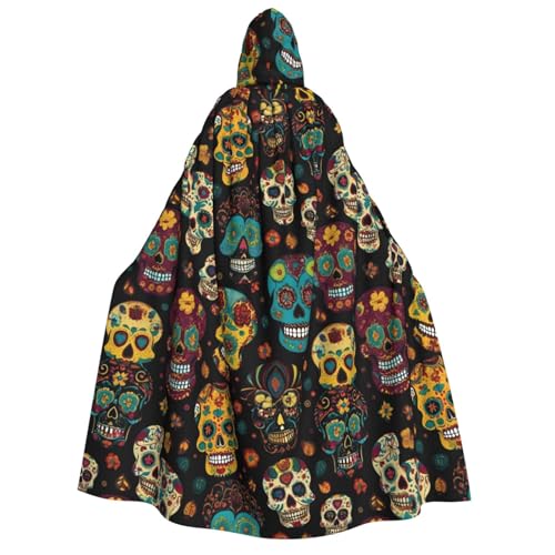 Umhang mit Kapuze und Totenköpfen für Erwachsene, Gothic, Karneval, Umhang für Damen und Herren, Cosplay-Kostüme von FKGKDF