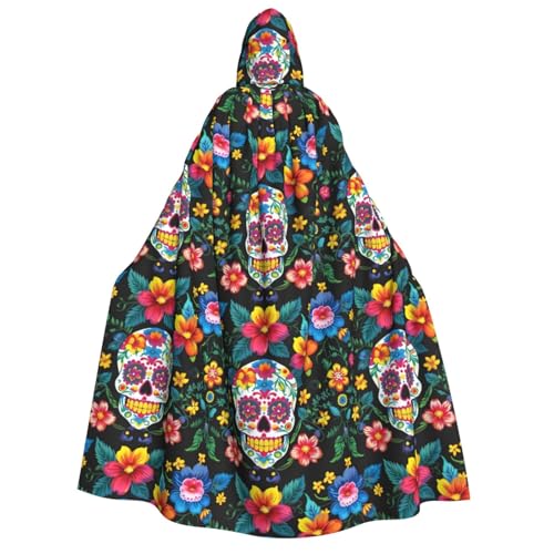 Umhang mit Kapuze und Totenkopf-Motiv, für Erwachsene, Gothic, Karneval, Umhang für Damen und Herren, Cosplay-Kostüme von FKGKDF