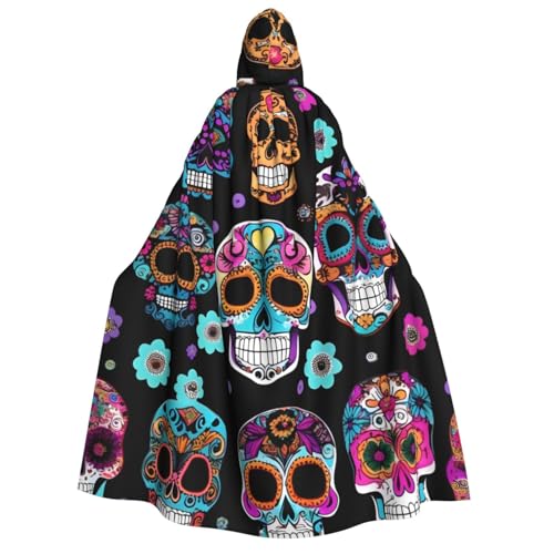 Umhang mit Kapuze und Totenkopf-Motiv, für Erwachsene, Gothic, Karneval, Umhang für Damen und Herren, Cosplay-Kostüme von FKGKDF