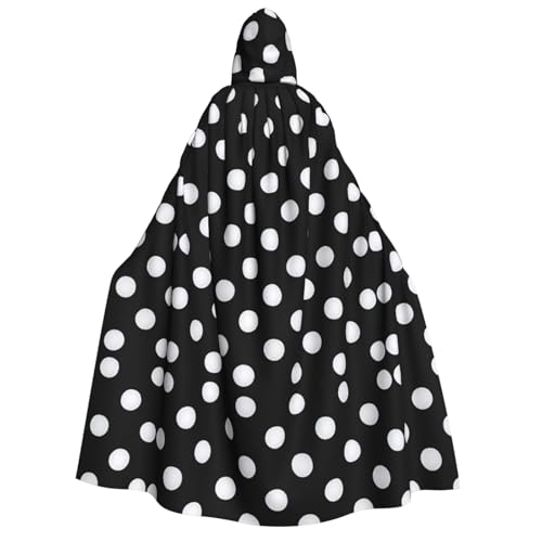 Umhang mit Kapuze und großem Punktemuster, Gothic-Stil, für Damen und Herren, Cosplay-Kostüme, Schwarz / Weiß Umhang mit Kapuze und großem Punktemuster, Gothic-Stil, für Damen und Herren, Cosplay-Kostüme, Schwarz / Weiß von FKGKDF