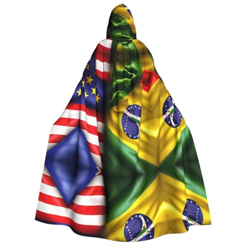 Umhang mit amerikanischer und brasilianischer Flagge, Erwachsenen-Kapuzenumhang, Gothic-Stil, Karneval, Umhang für Damen und Herren, Cosplay-Kostüme von FKGKDF