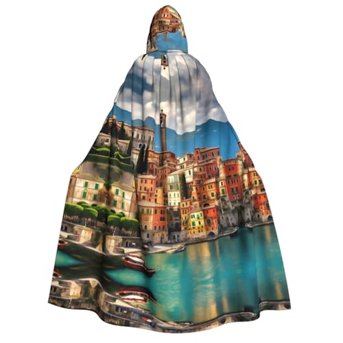 Wunderschöner Italien-Aufdruck, Erwachsenen-Umhang mit Kapuze, Gothic, Karneval, Umhang für Damen und Herren, Cosplay-Kostüme von FKGKDF