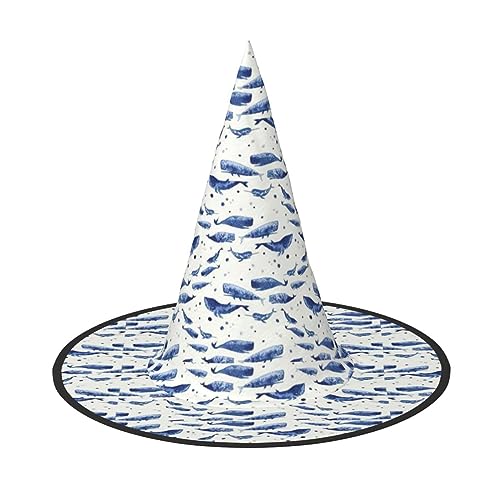 FKHOHL Kleine Blauwal-Schwimm-Druck Halloween Hexenhut Unisex Karneval Kappe für Maskenbälle und Rollenspiel-Events FKHOHL Kleine Blauwal-Schwimm-Druck Halloween Hexenhut Unisex Karneval Kappe für Maskenbälle und Rollenspiel-Events von FKHOHL
