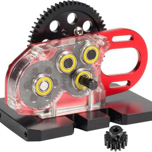 FKRTQIYN 1/10 Skala 2-Gang-Overdrive-Differentialübertragung kompatibel mit RC Crawler II Pro-Element Gspeed DIY-Chassis(Red) von FKRTQIYN