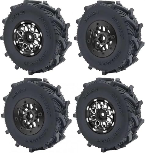 FKRTQIYN 4pcs 1.0 Perldlock -Räder und Schlammgelände Reifen für 1/18 RC -Crawler -Crawler mit SCX24 -Aluminiumfelgen 62 mm gesetzt von FKRTQIYN