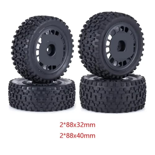FKRTQIYN 4pcs 88mm Buggy Wheel Tyre -Reifen kompatibel mit 1 10 104001 TT02B DT02 RC Off Road Rall Racing Car Upgrade -Teile(Black) von FKRTQIYN