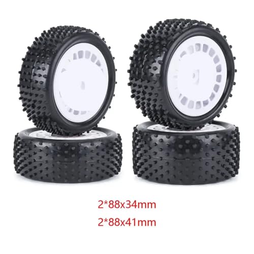 FKRTQIYN 4pcs 88mm Buggy Wheel Tyre -Reifen kompatibel mit 1 10 104001 TT02B DT02 RC Off Road Rall Racing Car Upgrade -Teile(White) von FKRTQIYN