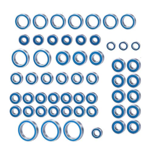 FKRTQIYN 55pcs TRX6 kompatible Metallkugellager Gummi -Versiegelte Radlager für 1/10 RC Crawler G63 6x6 eingestellt von FKRTQIYN