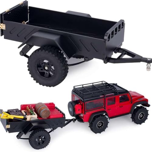 FKRTQIYN 60g Aluminium 1/18 1/24 RC Crawler Trailer kompatibel mit SCX24 AX24 K10 F150(Black) von FKRTQIYN