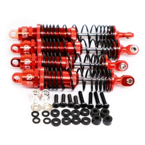 FKRTQIYN Aluminium 1/10 Wear-Resistant Front- und Heck-Stoßdämpfer Die mit TRXXAS 2WD RC Cars 4PCS-Set kompatibel(Red) von FKRTQIYN