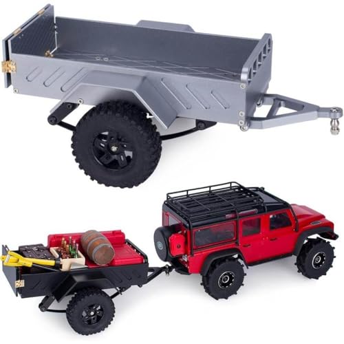 FKRTQIYN Aluminium RC -Anhänger für 1/18 1/24 Crawlers kompatibel mit SCX24 AX24 K10 F150 360G Rot(Dark Grey) von FKRTQIYN