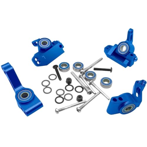 FKRTQIYN Aluminium vordere Zauber- und Lenkblöcke Heck -Stubachse -Träger -Kit mit Lagern, die mit 1 10 -Skala -2WD -Stadion und kurzen Kursmodellen ähnlich wie kompatibel sind(Blue) von FKRTQIYN