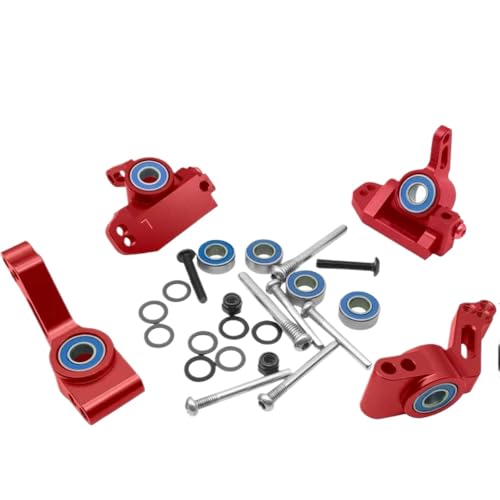 FKRTQIYN Aluminium vordere Zauber- und Lenkblöcke Heck -Stubachse -Träger -Kit mit Lagern, die mit 1 10 -Skala -2WD -Stadion und kurzen Kursmodellen ähnlich wie kompatibel sind(Red) von FKRTQIYN