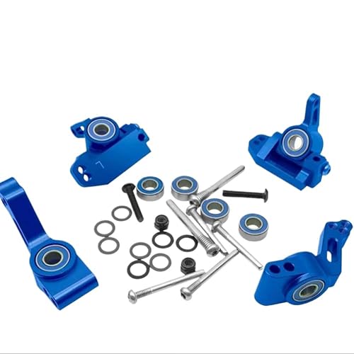 FKRTQIYN Aluminium vordere Zaubernde und Lenkblöcke Heck -Stubachse -Träger -Kit mit Lagern, die mit 1/10 2WD kompatibel sind(Blue) von FKRTQIYN