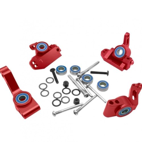 FKRTQIYN Aluminium vordere Zaubernde und Lenkblöcke Heck -Stubachse -Träger -Kit mit Lagern, die mit 1/10 2WD kompatibel sind(Red) von FKRTQIYN