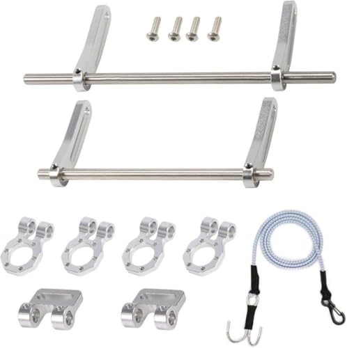 FKRTQIYN Einstellbare 1/10 Maßstab vordere hintere Stoßstange-Mount-Metall-Stoßstangenkit mit modularem Fairlead D-Ring-Schleppriemen für RC-Crawler-Kompatibilität(Silver) von FKRTQIYN