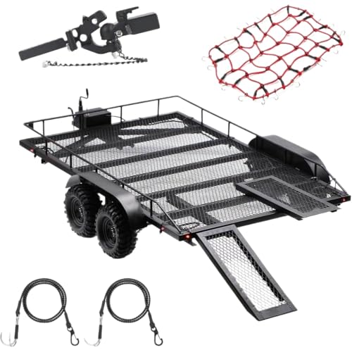 FKRTQIYN Metal 1/10 Skala RC -Anhänger mit Hitch und Receiver Tow -Gurt -Kit kompatibel mit verschiedenen RC -Autos, einschließlich TRX6 Gen7 und Gen8 von FKRTQIYN