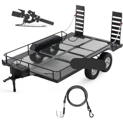 FKRTQIYN Metall Builder kompatibel 1/10 RC -Anhänger mit Hitch Receiver und Transportseilen für Crawler -Autos von FKRTQIYN