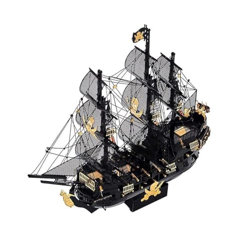 FLADO 3D-Metallmodellbausätze DIY 3D-Puzzle Black Pearl Piratenschiff für Erwachsene Kinder Edelstahl 3D-Puzzle Segelboot-Schiffsmodell für Heim-Schreibtisch-Dekor Geburtstagsgeschenke von FLADO