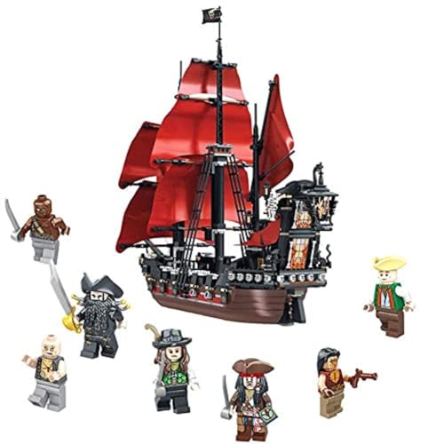 FLADO 3D-Puzzle Blackbeard's Queen Annes Revenge Piratenschiff Modellbausteine ​​​​Spielzeug mit 7 Mini-Spielzeugfiguren, DIY-Stichsägen Konstruktionsspielzeug Bausteine von FLADO