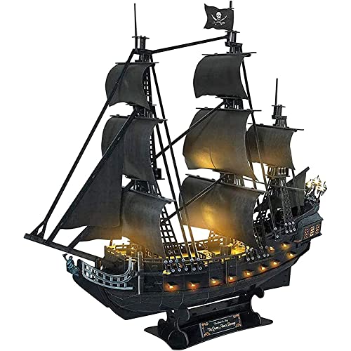 FLADO 3D-Puzzle für Jungen, Mädchen, Erwachsene, Piratenschiff-3D-Bausatz, 3D-Puzzle-Schiffsmodell mit LED, Spielzeuggeschenk für Geburtstage und Weihnachten von FLADO
