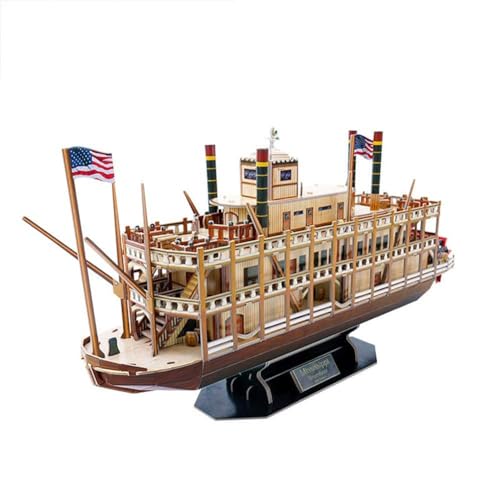 FLADO 3D-Schiffspuzzle, Schiffsmodelle, Spielzeug, Schaumstoff-Puzzles, Bausätze, 1/100 Worldwide Trading Mississippi Steamboat 3D-Puzzle-Bausatz, 142 Teile von FLADO