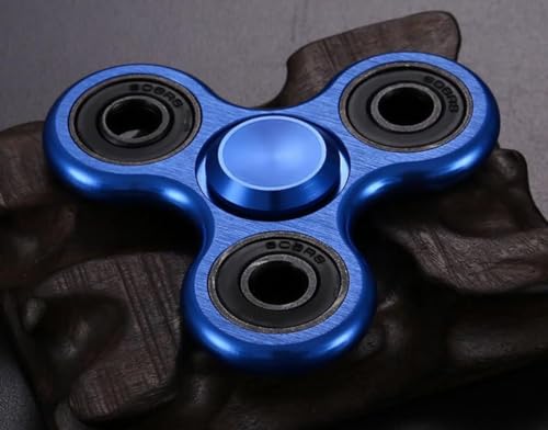 FLADO Anti-Angst-Fidget-Spinner, dreieckiges Metall-Handspielzeug, kinetisches Schreibtisch-Sensorspielzeug, Metall-Finger-Spinning für Erwachsene und Kinder, Stressabbau-Spinner (Blau) von FLADO