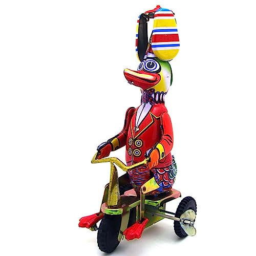 FLADO Aufziehbares Blechspielzeug MS062 Entenreitendes Dreirad, Eltern-Kind-Interaktion, Vintage-Sammlerstück, nostalgisches Thema, personalisierte Dekoration, Geschenk von FLADO