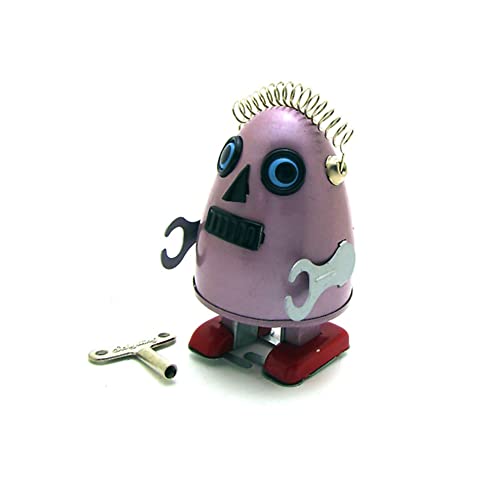 FLADO Aufziehspielzeug, eiförmiger Roboter, Sammlerspielzeug für Erwachsene, nostalgisches Thema, Persönlichkeit, Ornamente, kreatives Blechspielzeug, Kunsthandwerk, Vintage-Geschenk (Rosa) von FLADO