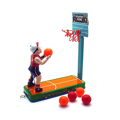FLADO Aufziehspielzeug MM2005 Basketball-Wurf, Blechspielzeug, nostalgisches Thema, personalisierte Dekoration, Vintage-Sammlung, Kindergeschenk von FLADO