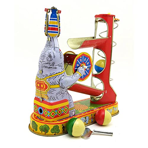 FLADO Aufziehspielzeug MS456 Elefant spielt Bälle, Blechspielzeug, nostalgisches Thema, Vintage-Sammlung, Kindergeschenk für Jungen und Mädchen, Eltern-Kind-Interaktion von FLADO