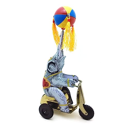 FLADO Aufziehspielzeug MS833 Elefant auf Dreirad aus Blech, nostalgisches Retro-Sammlungsspielzeug, neuartige Ornamente, Blechspielzeug, kreatives Vintage-Sammelgeschenk von FLADO