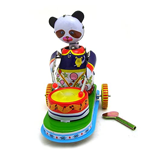 FLADO Aufziehspielzeug Panda Trommelwagen Nostalgisches Spielzeug Fotografie Requisiten Blechspielzeug Vintage Kindergeschenk für Jungen Mädchen Eltern-Kind-Interaktion von FLADO
