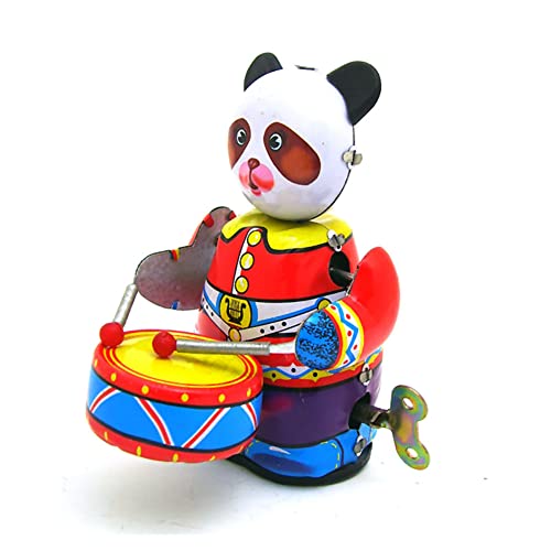 FLADO Blechspielzeug MS566, Panda-Trommeln, Aufziehspielzeug, Fotografie-Requisiten, nostalgisches Thema, Vintage-Sammlung, Kindergeschenk für Jungen und Mädchen, Eltern-Kind-Interaktion von FLADO