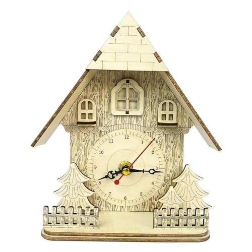 FLADO Dreidimensionales Holzpuzzle, handgefertigte Eltern-Kind-DIY-Montage, Paket mit wissenschaftlichen Materialien, niedliche Uhrenornamente, Geschenk für Erwachsene und Kinder von FLADO