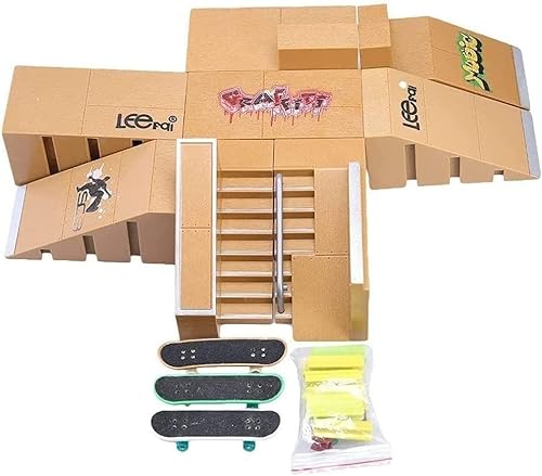 FLADO Finger-Skateboards, Basisversion, Skatepark mit Fingerboard-Rampe, Teile für Fingerboard-Finger-Skateboards, Spielzeug für Kinder (8092a) von FLADO