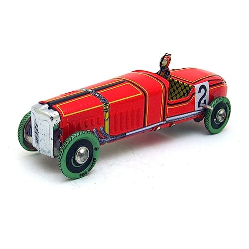 FLADO Kinder-Blechspielzeug MS808, spanisches Rot, Rennwagen Nr. 2, Aufziehspielzeug, Post-80er-Jahre, nostalgisches Vintage-Sammelgeschenk für Jungen und Mädchen, Eltern-Kind-Interaktion von FLADO