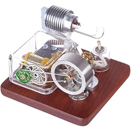 FLADO Metall-Stirlingmotor-Modellbausatz, Stirlingmotor mit Einstellbarer Geschwindigkeit, Heißluft-Außenverbrennungsmotor mit vertikalem Schwungrad, physikalisches Modell (A) von FLADO