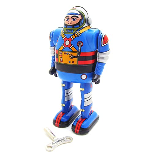 FLADO Nostalgisches Blechspielzeug Retro MS650 Astronautenroboter Aufziehspielzeug Erwachsene Sammlerspielzeug Kreatives Geschenk für Jungen Mädchen Eltern-Kind-Interaktion (Blau) von FLADO