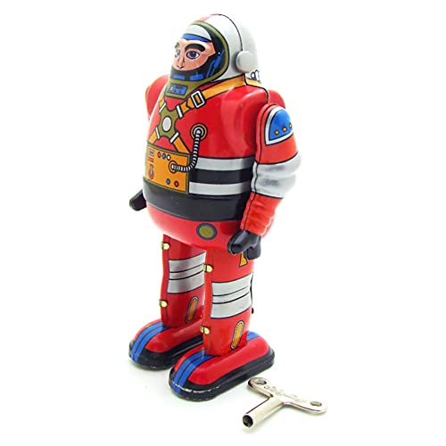 FLADO Nostalgisches Blechspielzeug Retro MS650 Astronautenroboter Aufziehspielzeug Erwachsene Sammlerspielzeug Kreatives Geschenk für Jungen Mädchen Eltern-Kind-Interaktion (Rot) von FLADO