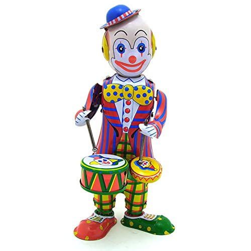 FLADO Retro-Aufziehspielzeug MS363 Clown-Trommelspielzeug, personalisierte dekorative Ornamente, Blechspielzeug, Vintage-Sammlerstück, Kindergeschenk für Jungen und Mädchen von FLADO