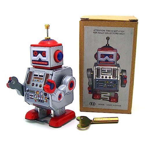 FLADO Retro-Aufziehspielzeug aus Blech, trommelnder Roboter für Erwachsene, kreatives Blechspielzeug, Vintage-Sammlergeschenk für Jungen und Mädchen, Eltern-Kind-Interaktion (MS406) von FLADO