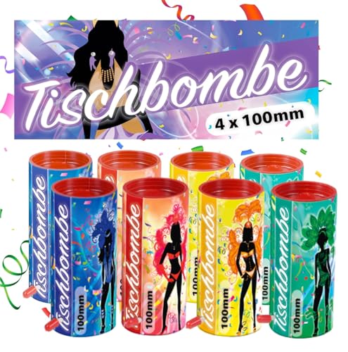 8er Tischbomben für Kinder & Jugendliche, Partypopper für Silvester und Feierlichkeiten, geprüftes Kat. F1 - Partyset 2026 von FLAME X BURN