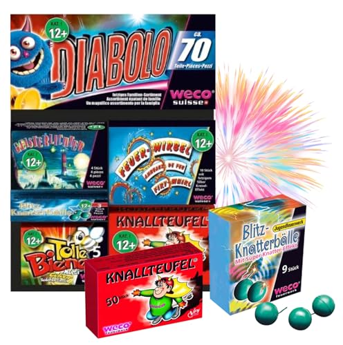FLAME X BURN Diabolo XXL Set 70 Teile – Jugendspaß und Tischartikel Kat. F1 für Partys, Silvester und Jugendliche & Kinder 2026 von FLAME X BURN