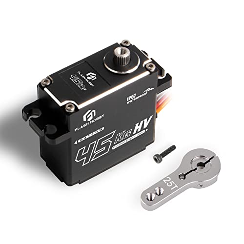 FLASH HOBBY 45KG Coreless Servo 8.4V High Torque Full Metal Gear Servo, IP67 Waterproof Steering RC Servo with Control Angle 270° for 1/10 Scale RC Cars, RC Crawler, Trucks & Robot Parts (45KG) von FLASH HOBBY